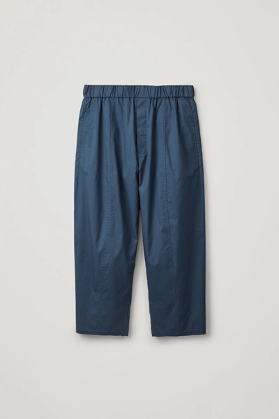 Cos Elasticated Organic-cotton Pants In Blue