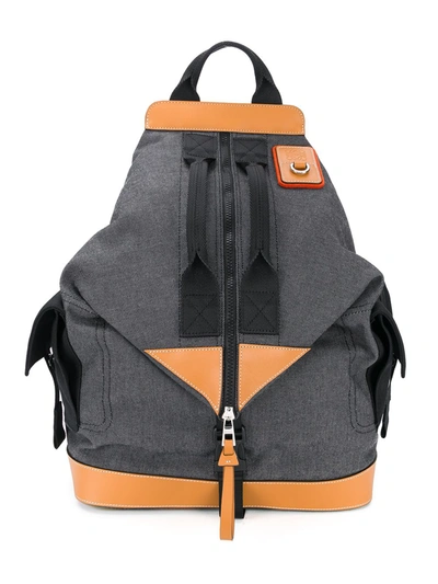 Loewe Leather-trimmed Canvas Backpack In Black