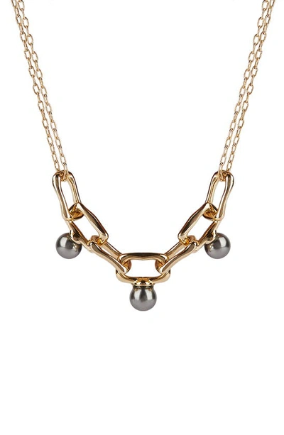 Alexis Bittar Pearly Studded Chain Link Necklace In 10k Gold