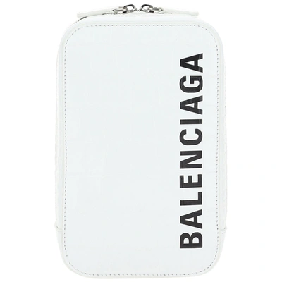 Balenciaga Women's Leather Cross-body Messenger Shoulder Bag Phone Holder In White