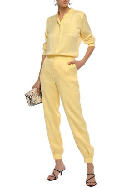 Equipment Le Jogging Washed Silk-blend Tapered Pants In Pastel Yellow