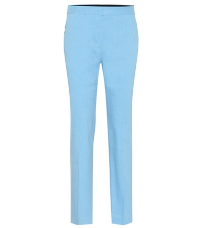 Rag & Bone Poppy Linen-blend Crop Trousers In Blue