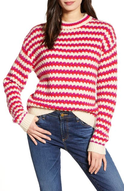 Rebecca Minkoff Katherine Waved Stripe Sweater In Red Multi