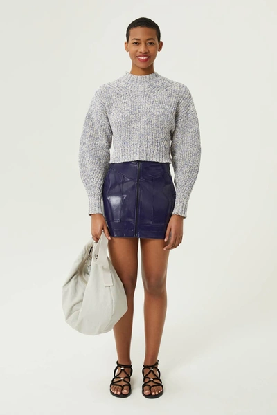 Rebecca Minkoff Bowie Cropped Ribbed Mélange Cotton-blend Sweater In Blue Melange