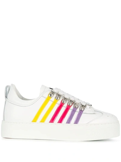 Dsquared2 Leather Flatform Womens Sneakers In White