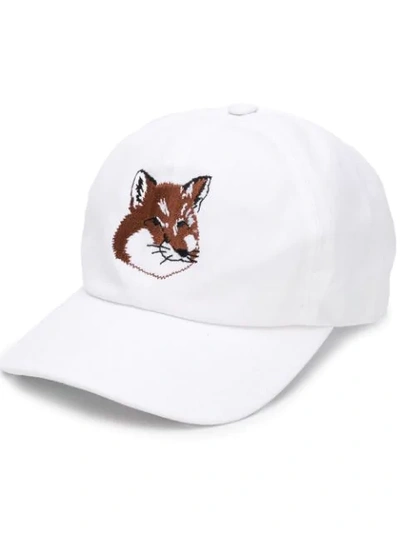 Maison Kitsuné Fox Head-appliqué Cotton-blend Baseball Cap In White