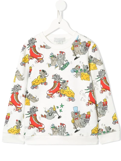 Stella Mccartney Kids' Rat Print Sweatshirt In White