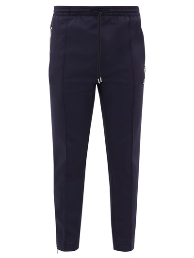 Moncler Logo-patch Technical-blend Track Pants In Navy