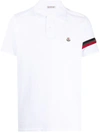 Moncler Logo Stripe Polo Shirt In White