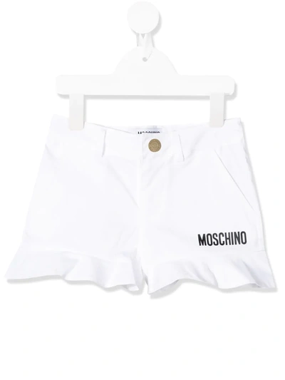 Moschino Kids' Ruffle Hem Shorts In White