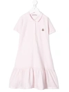 Moncler Kids' Ruffled Hem Polo Dress In Pink