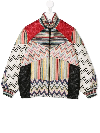 Missoni Kids' Knit Detail Bomber Jacket In Red