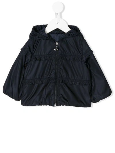 Moncler Babies' Ruffle Trim Jacket In Blue