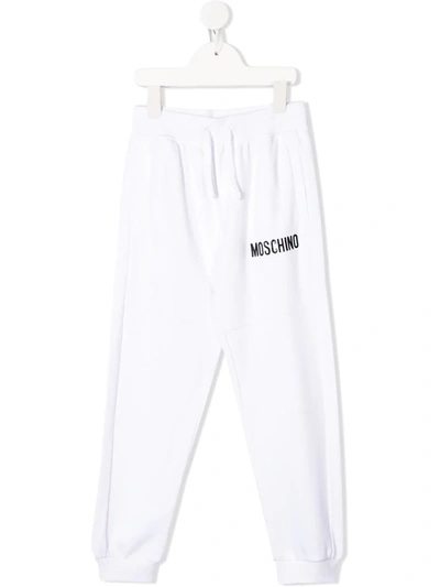 Moschino Kids' Logo-print Track Trousers In White