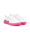 Msgm Kids' Contrast Logo Sneakers In White