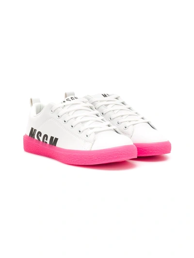 Msgm Kids' Contrast Logo Trainers In White