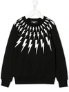 Neil Barrett Kids' Sweatshirt Mit Blitz-print In Black