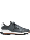 Ermenegildo Zegna Siracusa Leather And Mesh Low-top Trainers In Grey