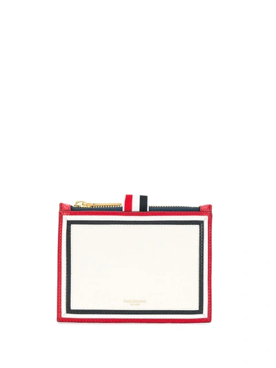 Thom Browne Rwb Cricket Frame Leather Coin Purse In White