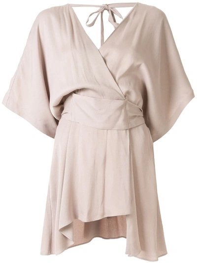 Ginger & Smart Polish Asymmetric Wrap Top In Grey