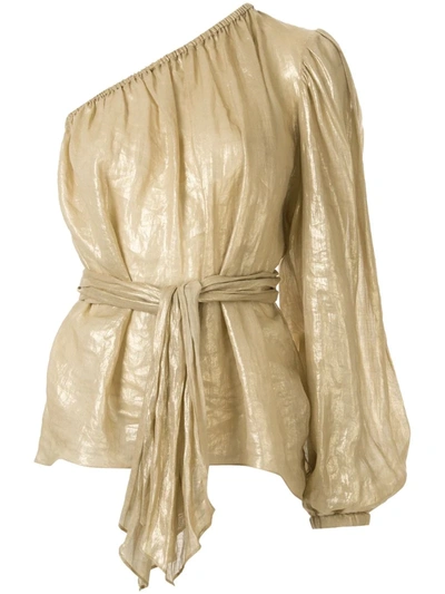 Ginger & Smart Glorious Metallized One-sleeve Top In Gold