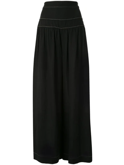 Ginger & Smart Contrast-stitching Wide-leg Trousers In Black