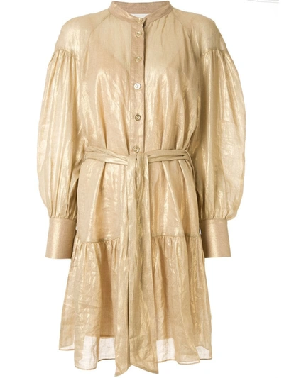 Ginger & Smart Glorious Metallized Shirt Dress In Gold