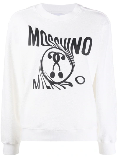 Moschino Double Question Mark Sweatshirt In White