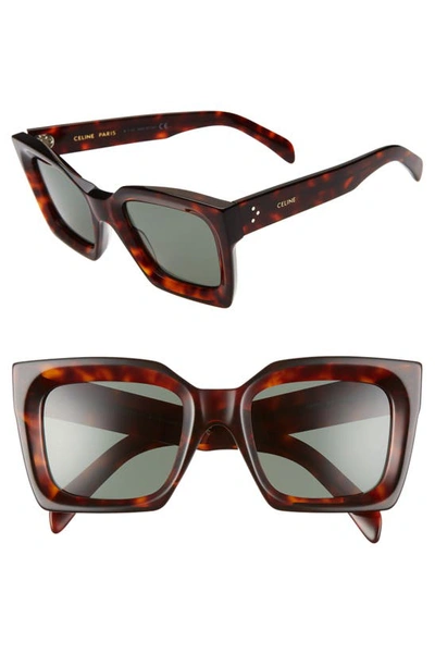 Celine Rectangle Acetate Sunglasses In Havana