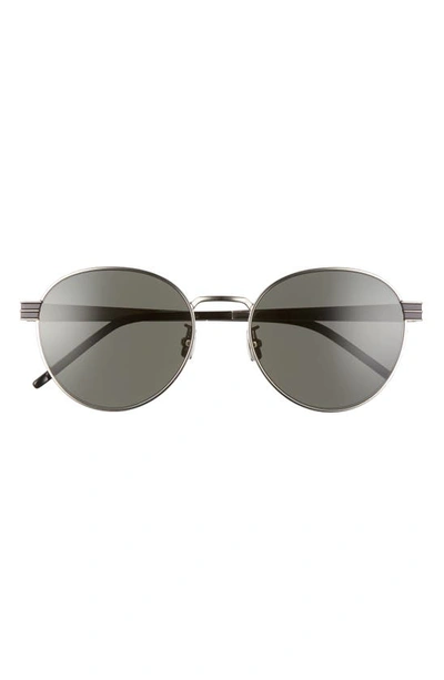 Saint Laurent Men's Round Sunglasses, 55mm In Silver/ Grey