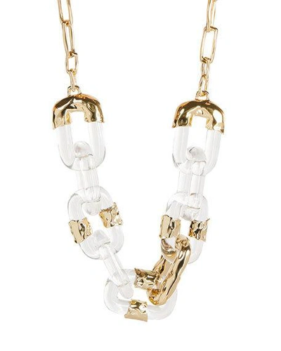 Alexis Bittar Lucite & Crumpled Chain Link Statement Necklace, 23.5 In Clear