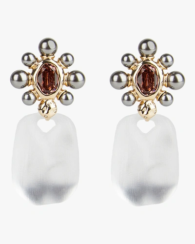 Alexis Bittar Lucite, Imitation Pearl & Crystal Clip-on Drop Earrings In Gold/multi
