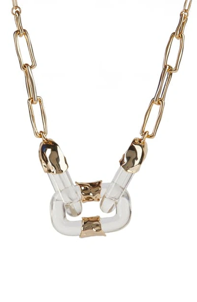 Alexis Bittar Lucite & Crumpled Chain Link Statement Necklace, 18 In Clear