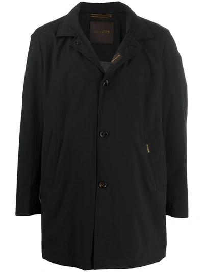 Moorer Back Slit Single-breasted Coat In Blue