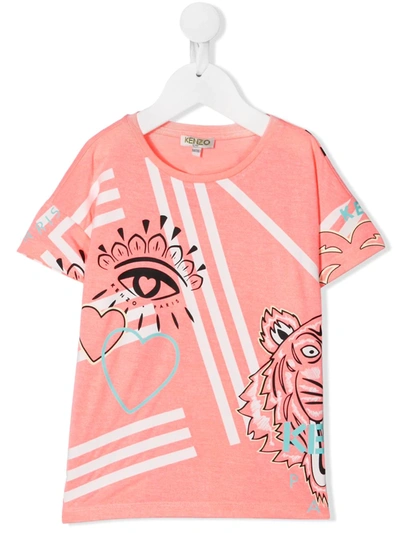Kenzo Kids' Graphic Print T-shirt In Pink