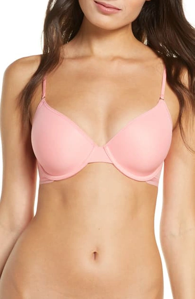 On Gossamer Next To Nothing Micro T-shirt Underwire Bra In Salmon Rose