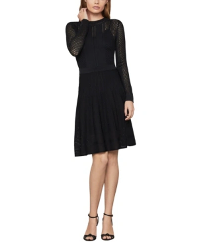 Bcbgmaxazria Pointelle Sweater Dress In Black