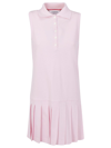 Thom Browne Tricolour Stripe Pleated Bottom Tennie Dress In Pink