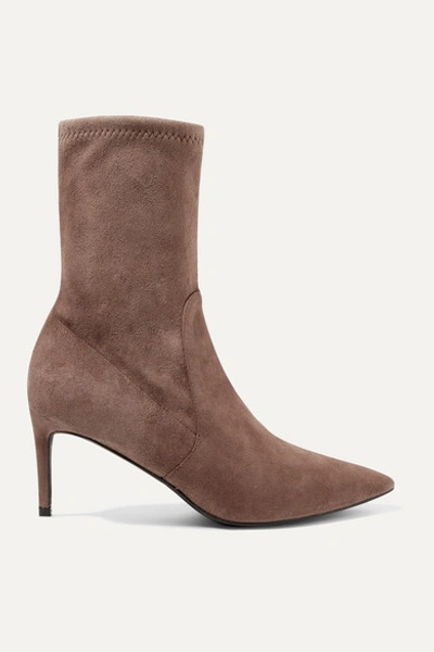 Stuart Weitzman Wren 75 Suede Ankle Boots In Taupe