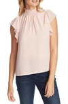 1.state Flutter Sleeve Smocked Neck Blouse In Ballet Rose