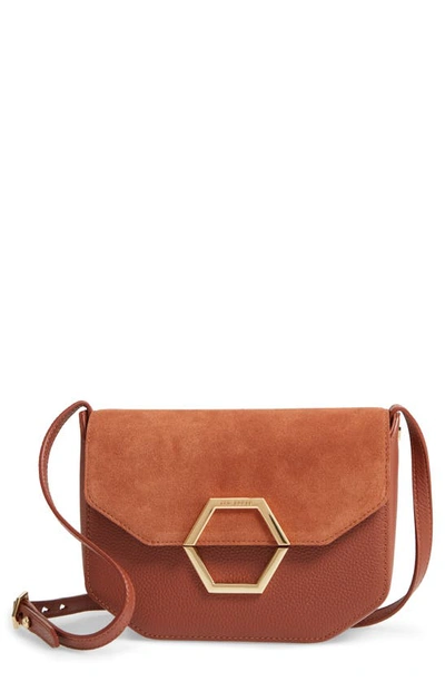 Ted Baker Lenah Leather Crossbody Bag In Dark Tan