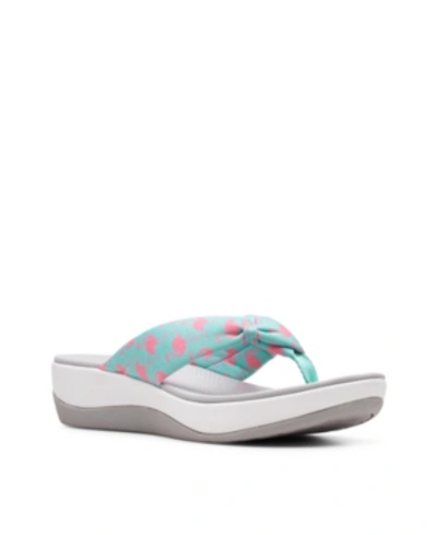 Clarks Women's Cloudsteppers Arla Glison Sandals Women's Shoes In Aqua Textile/pink Flamingos