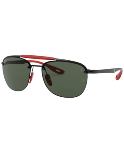Ray Ban Rb3662m Scuderia Ferrari Collection Sunglasses Black Frame Green Lenses 59-17