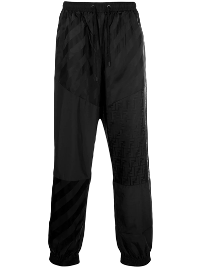 Fendi Ff-logo Technical-shell Track Pants In Black