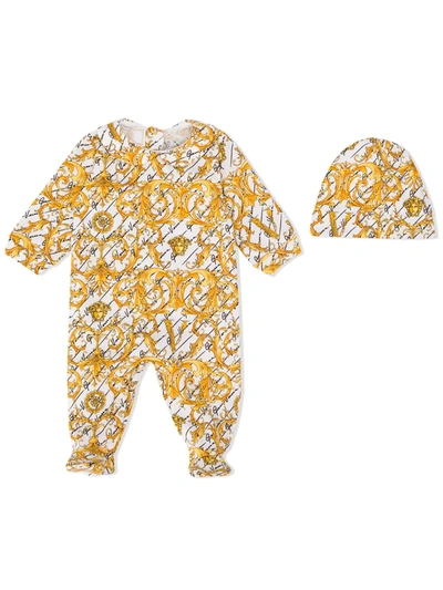 Young Versace Baroque Print Babygrow Set In White