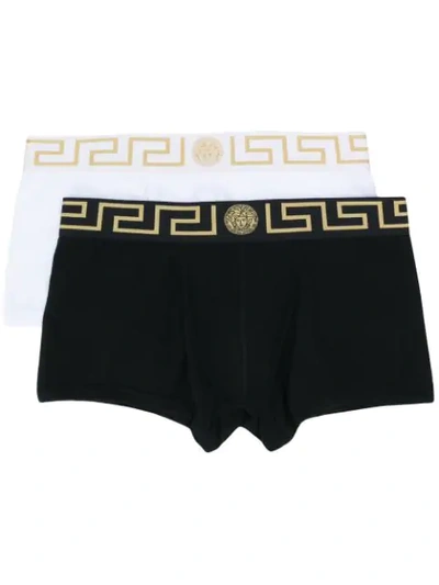 Versace Greek Key Boxer Briefs Set In Black