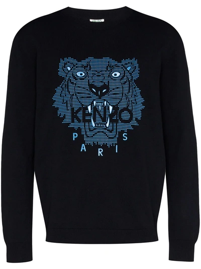 Kenzo Tiger Motif Print Sweatshirt In Blue