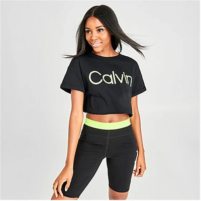 Calvin Klein Women's Crop Short-sleeve T-shirt In Black