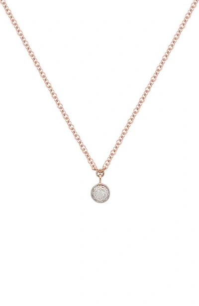 Monica Vinader Rose Gold Plated Vermeil Silver Fiji Tiny Diamond Button Single Drop Necklace