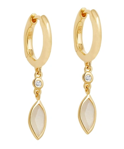 Astley Clarke Gold Plated Vermeil Silver Paloma Petal Moonstone And White Sapphire Drop Earrings